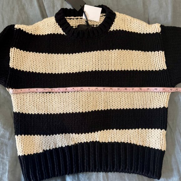 NWT RTA Griffith Oversized Striped Cotton-blend Sweater In Black - Picture 13 of 14